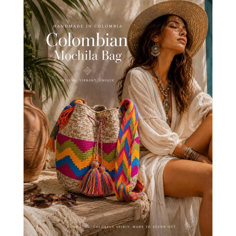 Handmade Colombian Mochila Crossbody Bag — Multicolor